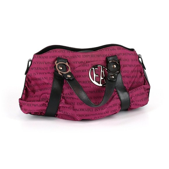 Emporio Armani Handbags - Emporio Armani Red Monogrammed Hobo Leather Shoulder Bag
